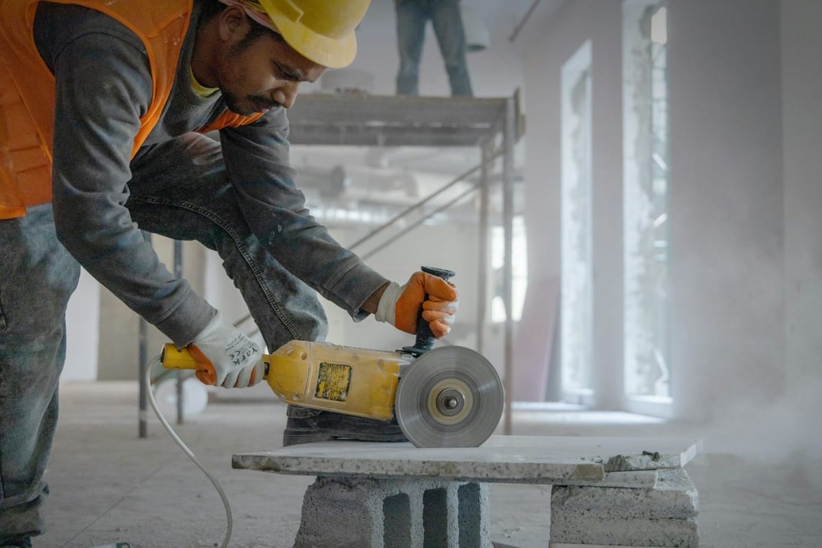 Illustrative example of diamond grinding on a concrete floor in preparation for an epoxy coating