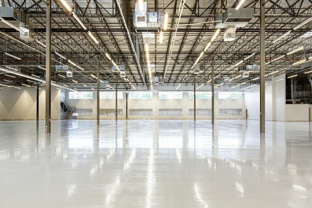Illustrative example of a flake epoxy garage floor coating in a residential garage